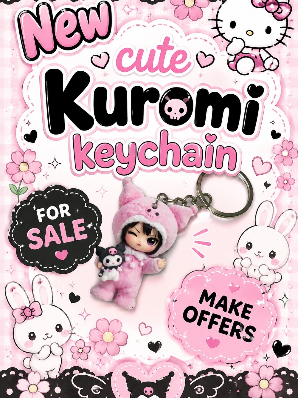 Kuromi Pink 🩷 Keychain - Cute  Accessory!!!